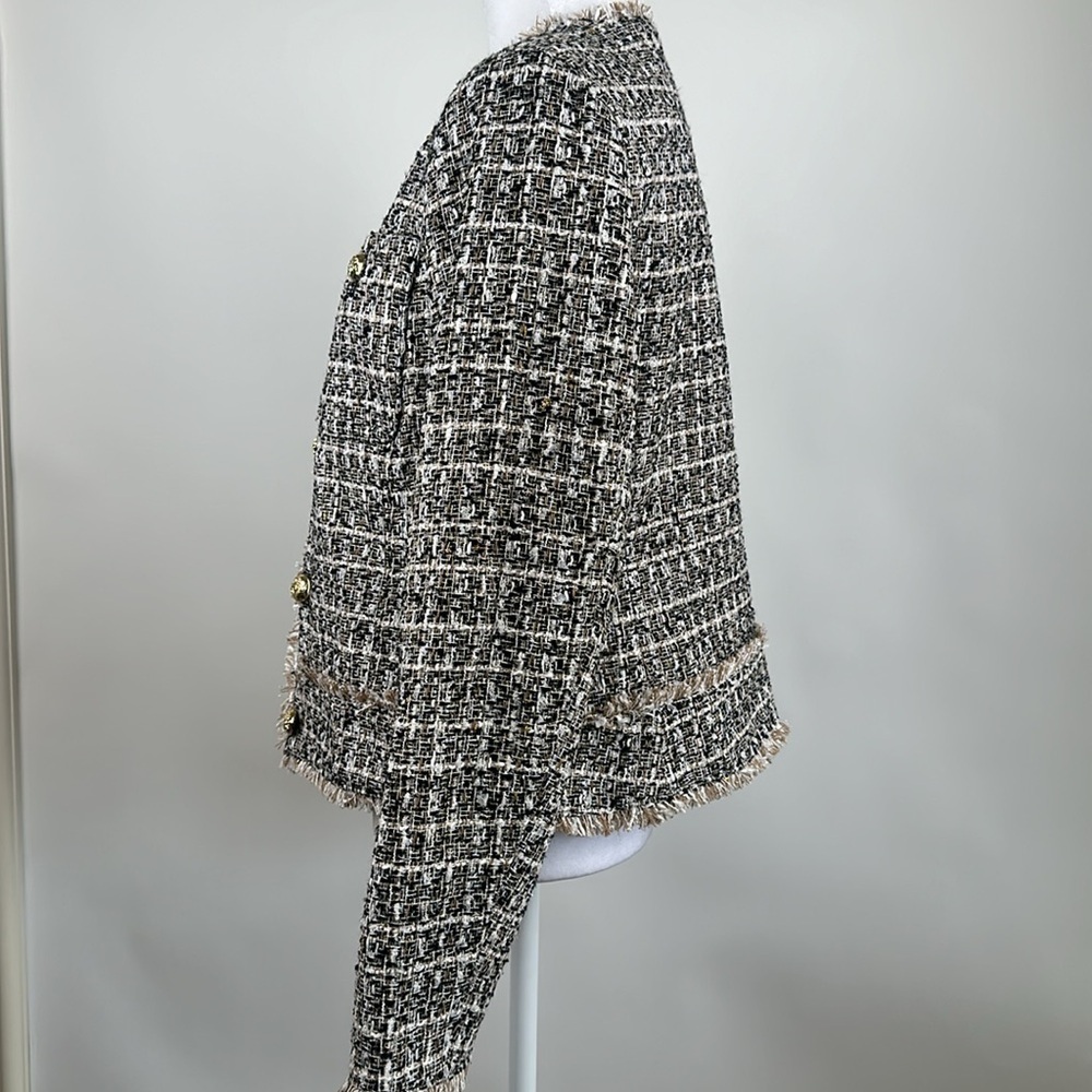 Dennis Basso Tweed Jacket with Pockets Brown/Gold Size 4 NWT - Picture 7 of 11